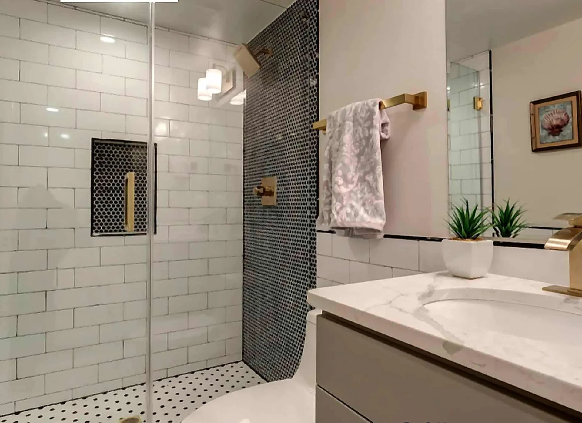 Charlotte bathroom with subway tile shower