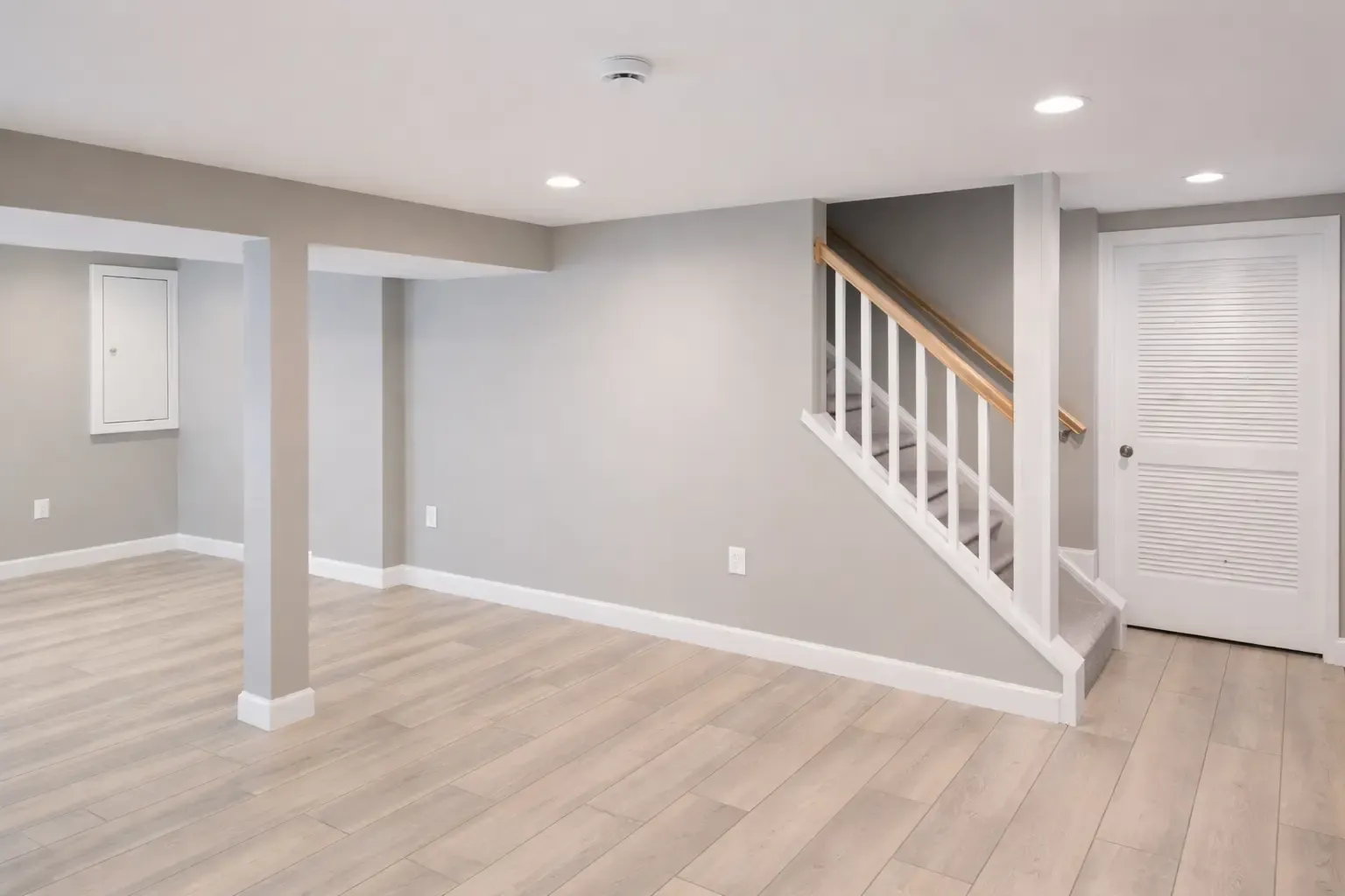 Interior remodel with new flooring and staircase