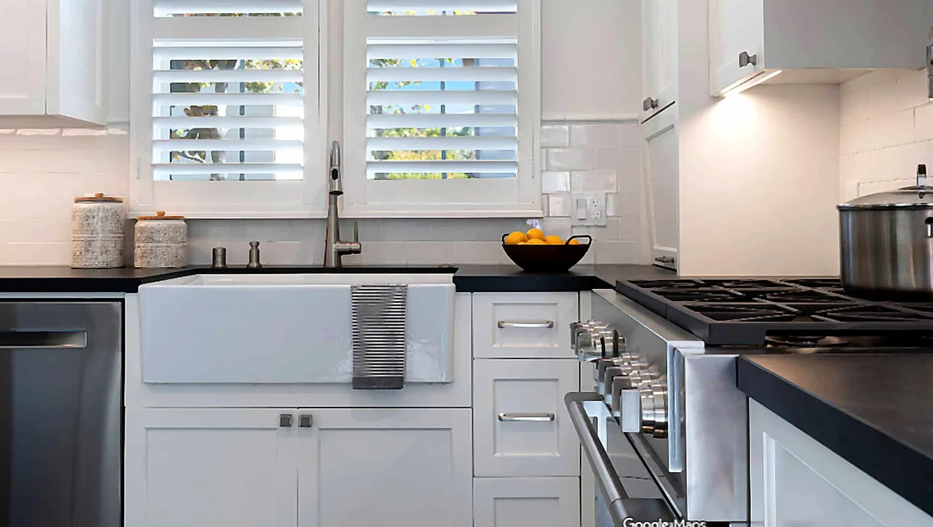 White kitchen with black countertops in Charlotte