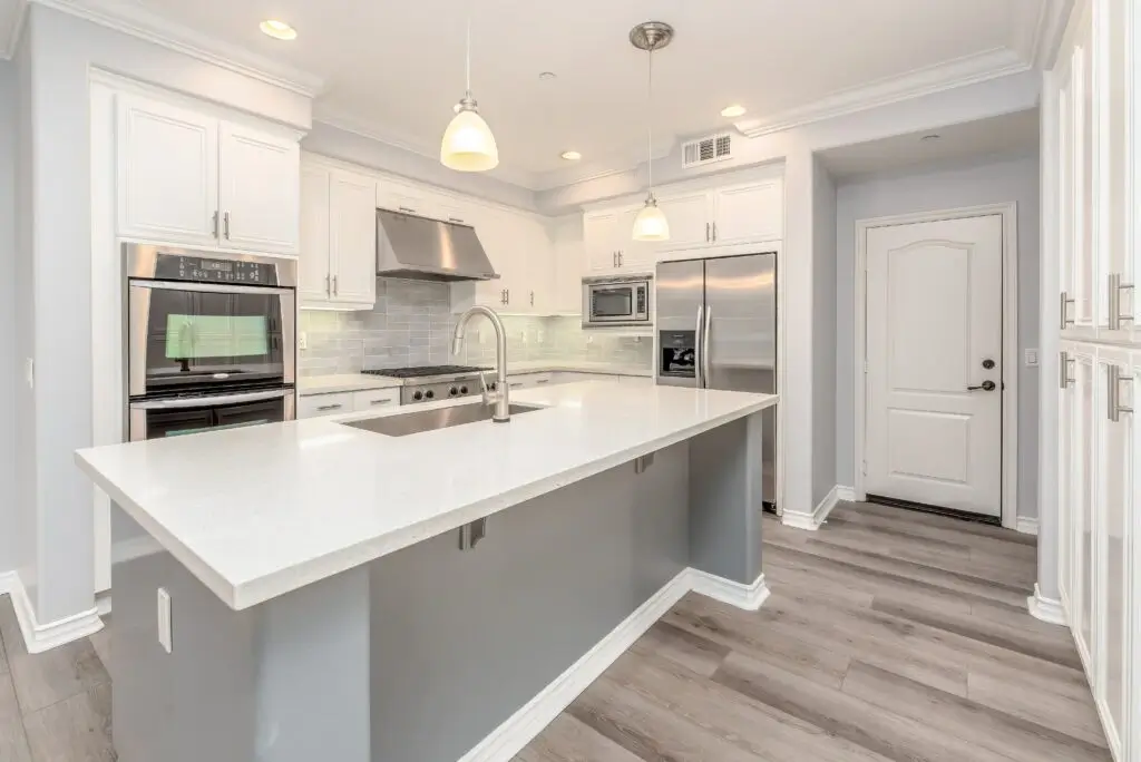 Modern kitchen renovation in Charlotte with clean white finish