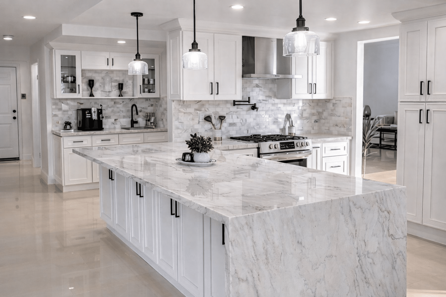 Quartz countertop installation kitchen remodel Concord NC